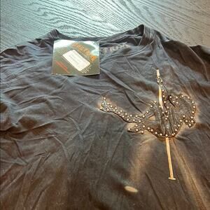 Black Short Sleeve Tee with Metallic Design
